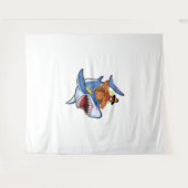 Turkije Dabbing Riding Shark Cool Thanksgiving Gif Wandkleed (Voorkant (horizontaal))