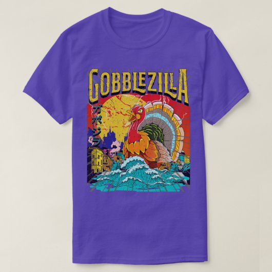 Turkije Dag Thanksgiving Gobblezilla 1 T-shirt (Design voorkant)