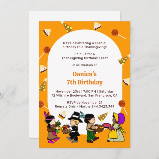 Turkije Dag Verjaardag Bash Uitnodiging voor Kinde (Voorkant / Achterkant)