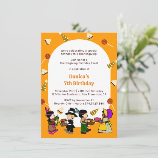 Turkije Dag Verjaardag Bash Uitnodiging voor Kinde (Staand voorkant)