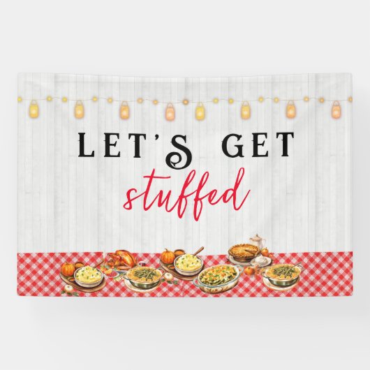 Turkije Dag Vriendsgeven Thanksgiving Diner Spandoek (Horizontaal)