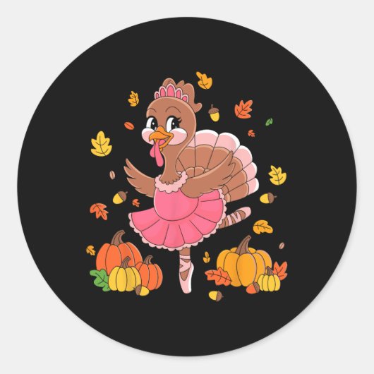Turkije Dancing Ballet Lover Dancer Thanksgiving F Ronde Sticker (Voorkant)