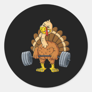 Turkije Deadlift Leuk Thanksgiving Dag Fitness Wee Ronde Sticker