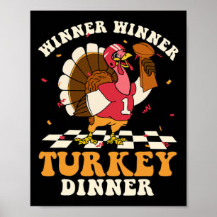 Turkije Diner Football Herfst Herfst Thanksgiving Poster
