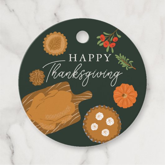 Turkije Diner Thanksgiving Thema Bedankjes Labels (Voorkant)