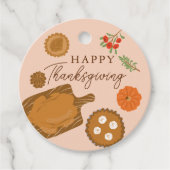 Turkije Diner Thanksgiving Theme Pink Bedankjes Labels (Voorkant)