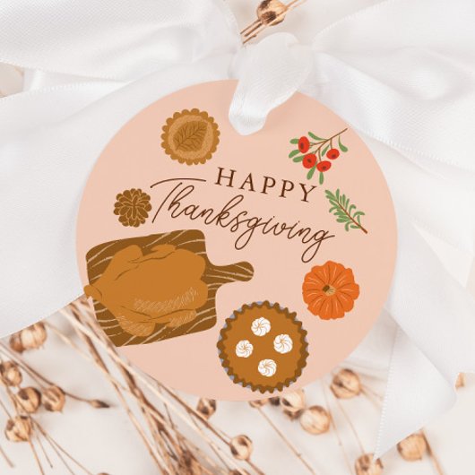 Turkije Diner Thanksgiving Theme Pink Bedankjes Labels