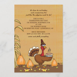 Turkije Diner Tijd Thanksgiving Uitnodiging