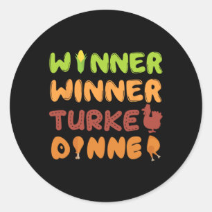 Turkije Diner Winnaar Thanksgiving Herfst Fun Herf Ronde Sticker