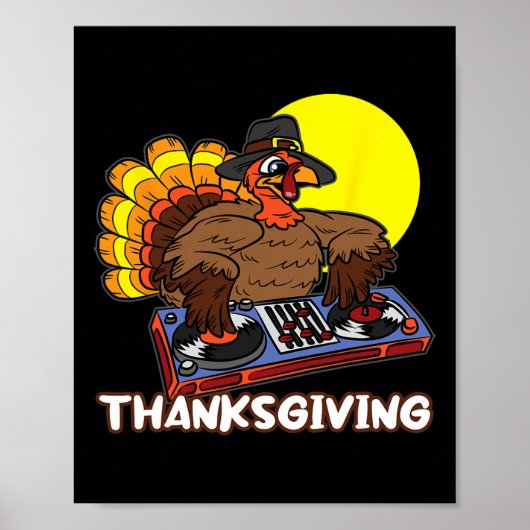 Turkije DJ Thanksgiving Day Cool Herfst Dance Musi Poster (Voorkant)