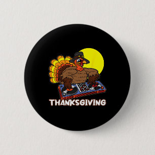 Turkije DJ Thanksgiving Day Cool Herfst Dance Musi Ronde Button 5,7 Cm
