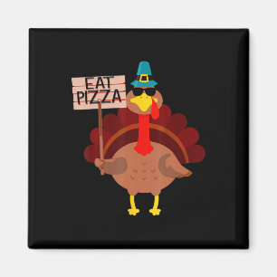 Turkije eet Pizza Adult Vegan Kinder Funny Thanksg Magneet
