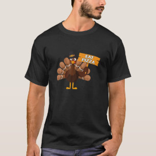 Turkije eet Pizza Adult Vegan Kinder Funny Thanksg T-shirt