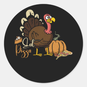 Turkije Eet Pizza Vegan Kalkoen Dag Pompoen Thanks Ronde Sticker