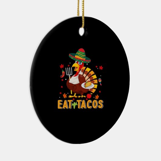 Turkije Eet tacos Grappige Mexicaanse Thanksgiving Keramisch Ornament (Rechts)