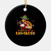 Turkije Eet tacos Grappige Mexicaanse Thanksgiving Keramisch Ornament (Voorkant)