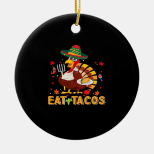 Turkije Eet tacos Grappige Mexicaanse Thanksgiving Keramisch Ornament
