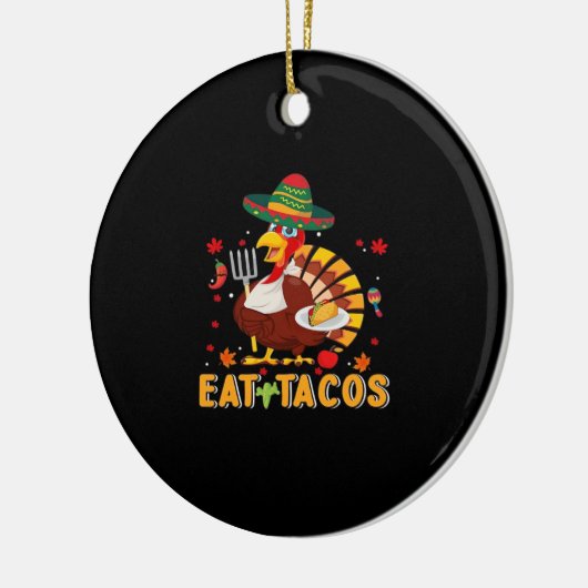 Turkije Eet tacos Grappige Mexicaanse Thanksgiving Keramisch Ornament (Links)