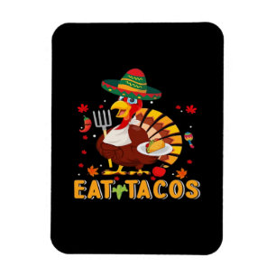 Turkije Eet tacos Grappige Mexicaanse Thanksgiving Magneet