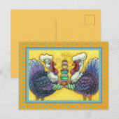 TURKIJE EN ALLE FIXINEN, GROTE THANKSGIVING VOGELS FEESTDAGENKAART (Voorkant / Achterkant)