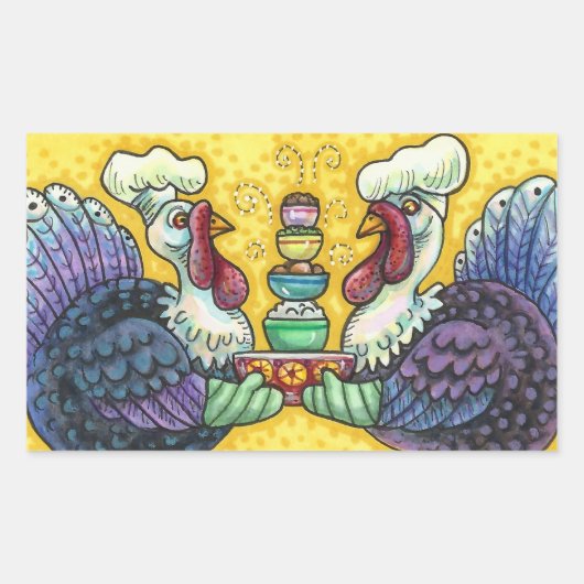 TURKIJE EN ALLE FIXINEN, GROTE THANKSGIVING VOGELS RECHTHOEKIGE STICKER (Voorkant)