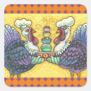 TURKIJE EN ALLE FIXINES THANKSGIVING STICKERS Squ