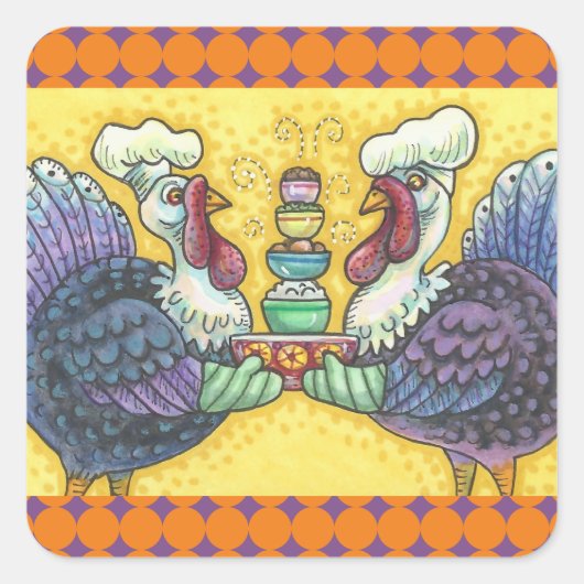 TURKIJE EN ALLE FIXINES THANKSGIVING STICKERS Squ (Voorkant)