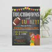 Turkije en de "Touchdowns Friendsgiving Party Invi Kaart (Staand voorkant)