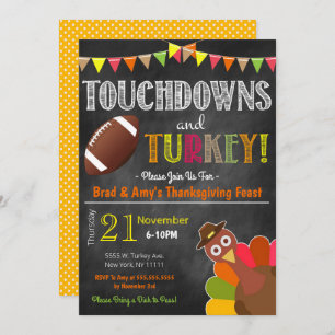 Turkije en de "Touchdowns Friendsgiving Party Invi Kaart