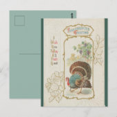  Turkije en groene bladeren Thanksgiving Briefkaart (Voorkant / Achterkant)