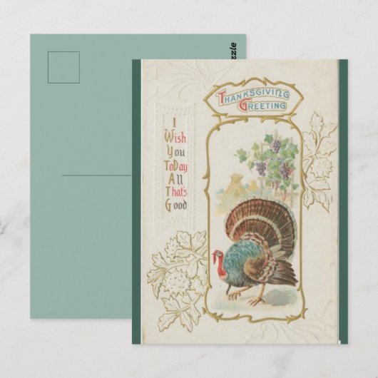  Turkije en groene bladeren Thanksgiving Briefkaart (Voorkant / Achterkant)