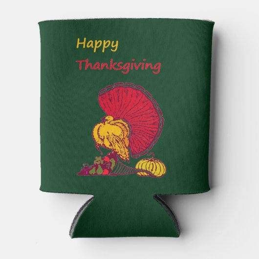 Turkije en groenten gelukkig Thanksgiving groen Blikjeskoeler (Voorkant)