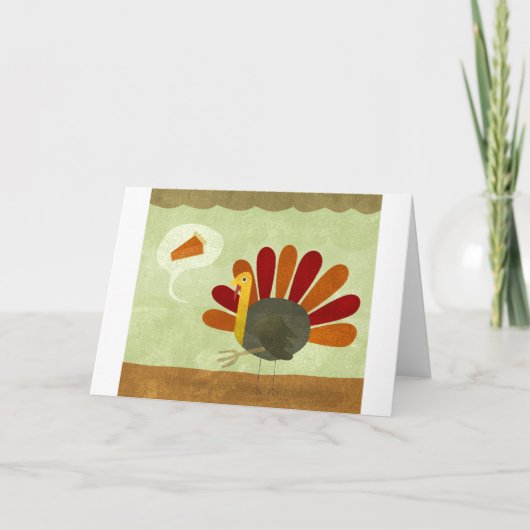 Turkije en Pastei op Thanksgiving Feestdagen Kaart (Voorkant)