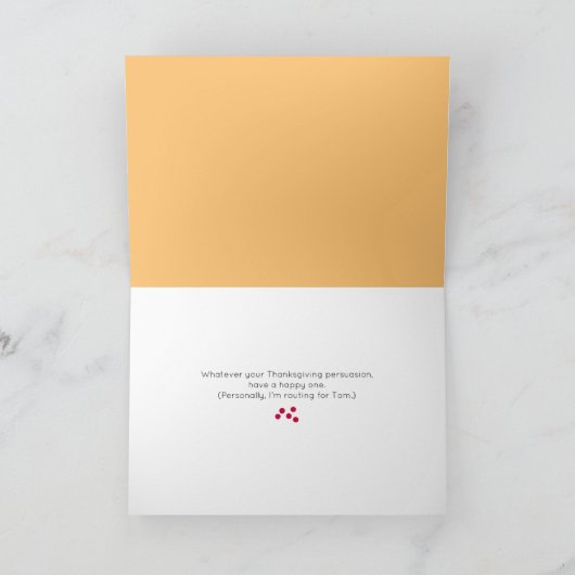 Turkije en pompoen heel erg snel, Tom! Thanksgivin Kaart (Binnen)