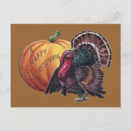 Turkije en Pompoen  Thanksgiving Feestdagenkaart