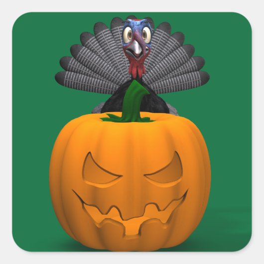 Turkije en pompoen vierkante sticker (Voorkant)