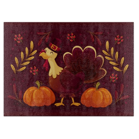 Turkije en pompoenen snijplank (Voorkant)