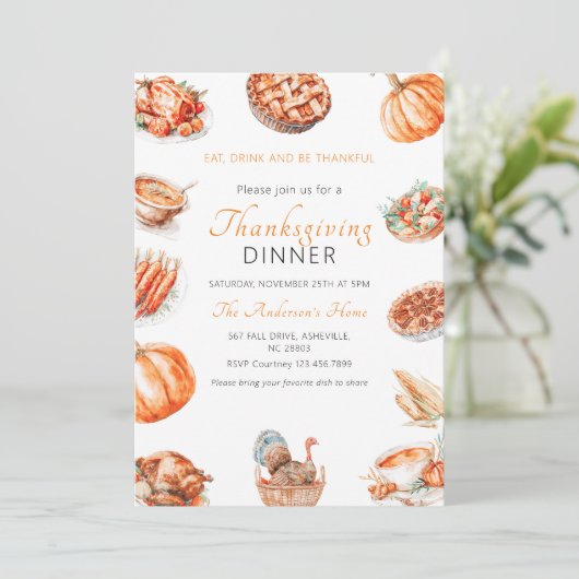 Turkije en Sides Thanksgiving Diner Kaart (Staand voorkant)