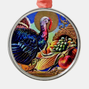 Turkije en Thanksgiving Cornucopia Ornament