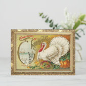  Turkije en Thanksgiving pompoen Feestdagenkaart (Staand voorkant)