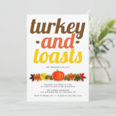 Turkije en Toasts moderne typografie Friendsgiving Kaart (Staand voorkant)