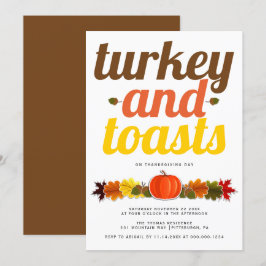 Turkije en Toasts moderne typografie Friendsgiving Kaart
