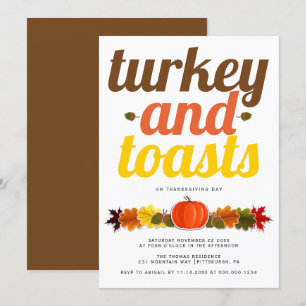 Turkije en Toasts moderne typografie Friendsgiving Kaart