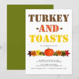 Turkije en Toasts vet typografie Friendsgiving Kaart