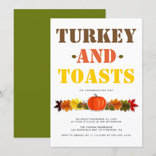 Turkije en Toasts vet typografie Friendsgiving Kaart