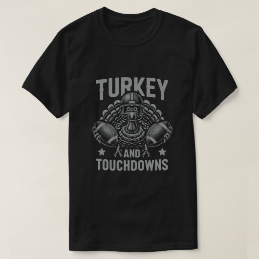 Turkije en touchdowns Football Thanksgiving Grappi T-shirt (Design voorkant)