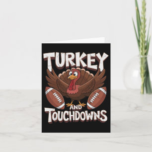 Turkije en Touchdowns Football Thanksgiving Kaart