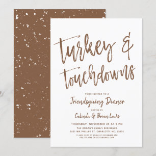 Turkije en Touchdowns   Friendsgiving Party Brown Kaart