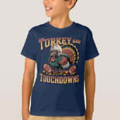 Turkije en Touchdowns Funny Football Kinderen T-sh T-shirt (Voorkant)
