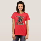 Turkije en Touchdowns Funny Football T-shirt (Voorkant volledig)